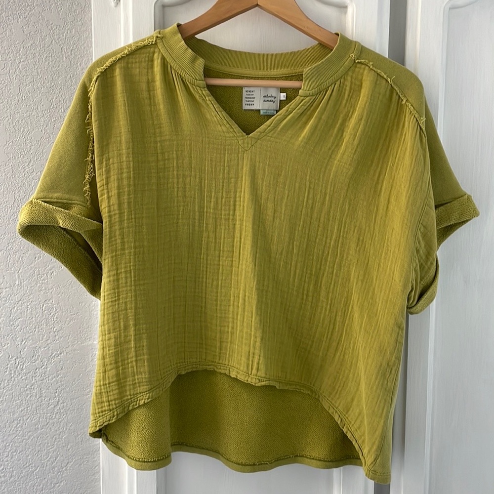 Anthropologie Saturday, Sunday, V-neck High Low crop top.